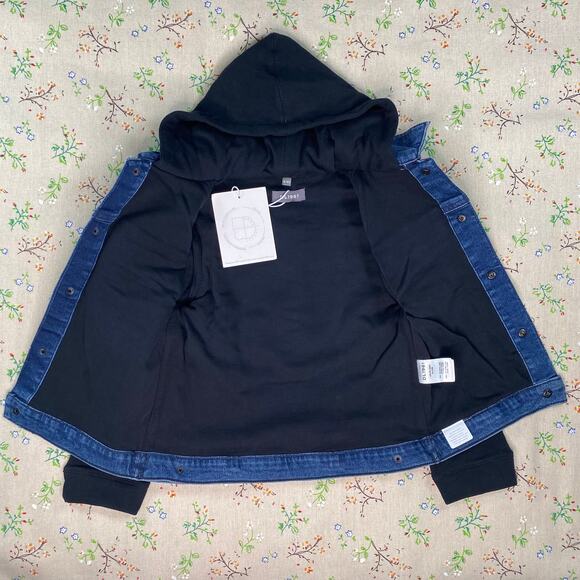 DL1961 Kids Manning Jacket Denim Hooded Sweater Blue Black Sz 6 / 6X Cotton Warm - Picture 8 of 11